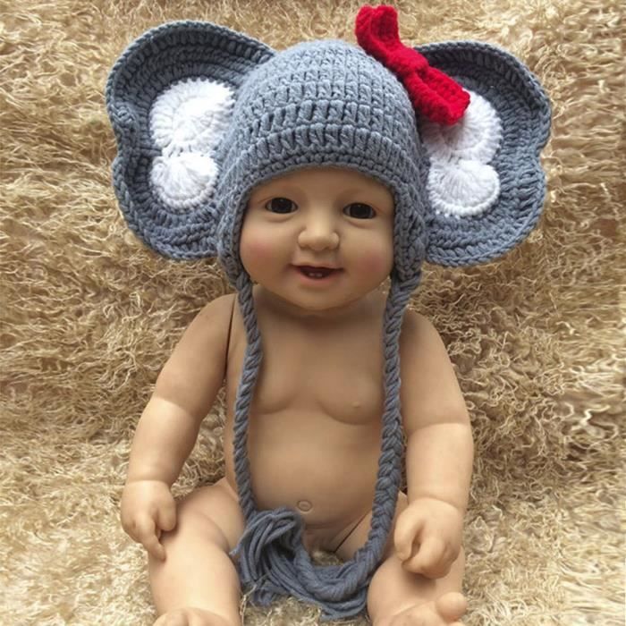 Nouveau Ne Bebe Fille Garcon Photographie Prop Bow Photo Crochet Tricot Elephant Chapeau Soins Bebe1164 Cdiscount Puericulture Eveil Bebe
