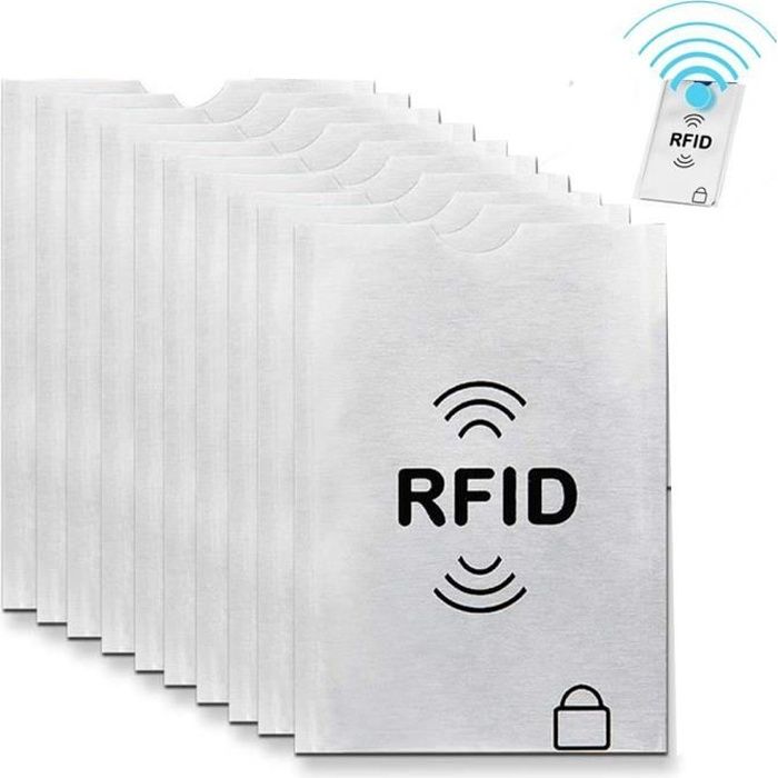 10 Housses Anti RFID NFC Pour Cartes Bancaires - Protection Contre Le Piratage, 6.2x9.2cm, Noir