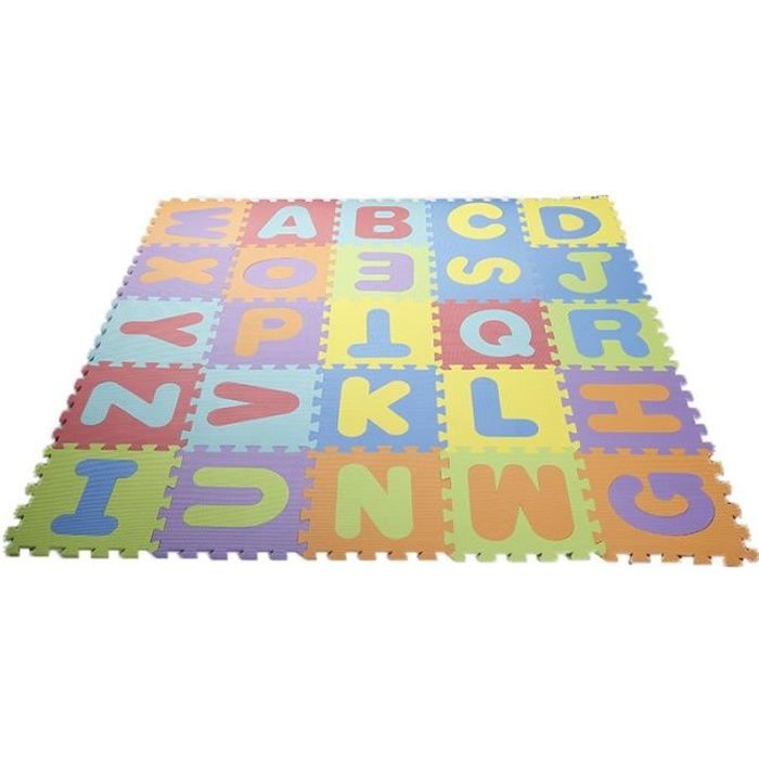 Puzzle tapis mousse bébé alphabet et chiffres 86 pièces 36 dalles