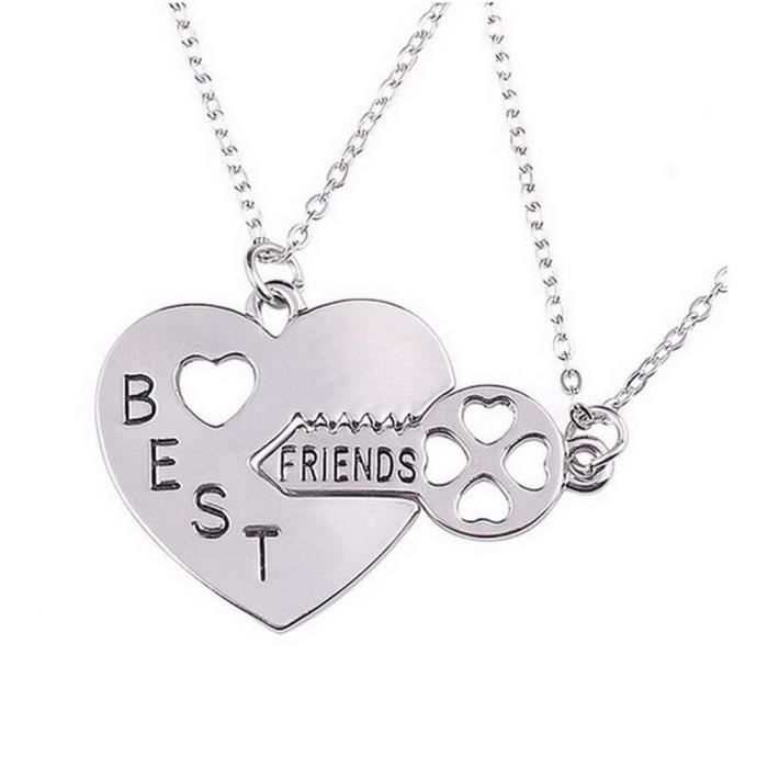 4 couleurs dispo. pendentif coeur a séparer Best friends 2 colliers