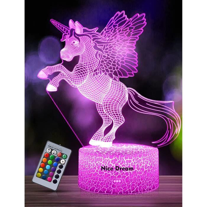 Veilleuse Licorne Pour Enfants, Lampe 3D,Pour Cadeaux, Anniversaire