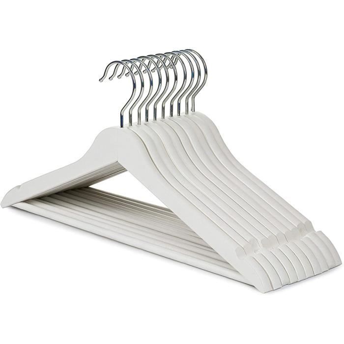 RSR Hangers Lot de 25 cintres en bois, noirs, sans barre - Cintres en bois - Cintres pour chemises - Avec encoches pour jupes - Crochet rotatif à 360
