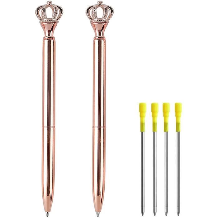 Stylos à Bille,2 Pièces Encre Noire Stylos Avec 4 Pièces Recharges