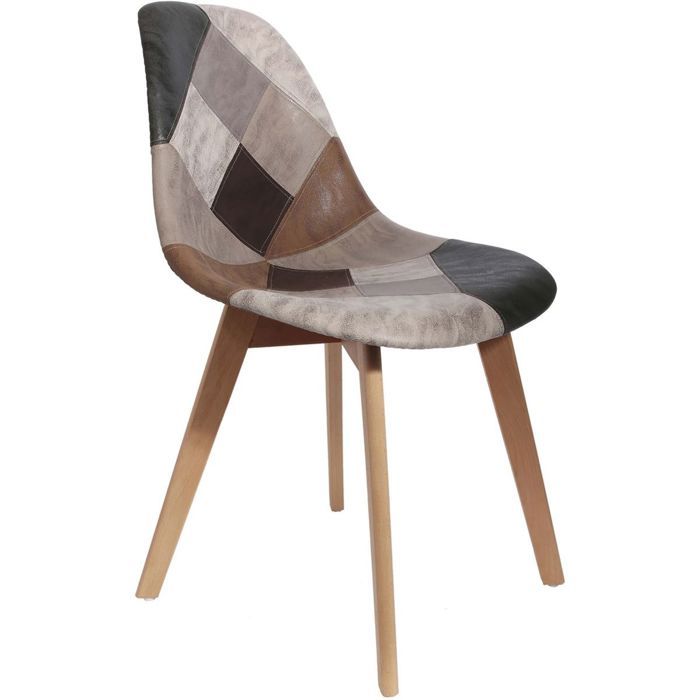 Chaise en bois de hêtre et polypropylène Patchwork Chaise en bois de hêtre et polypropylène Patchwork