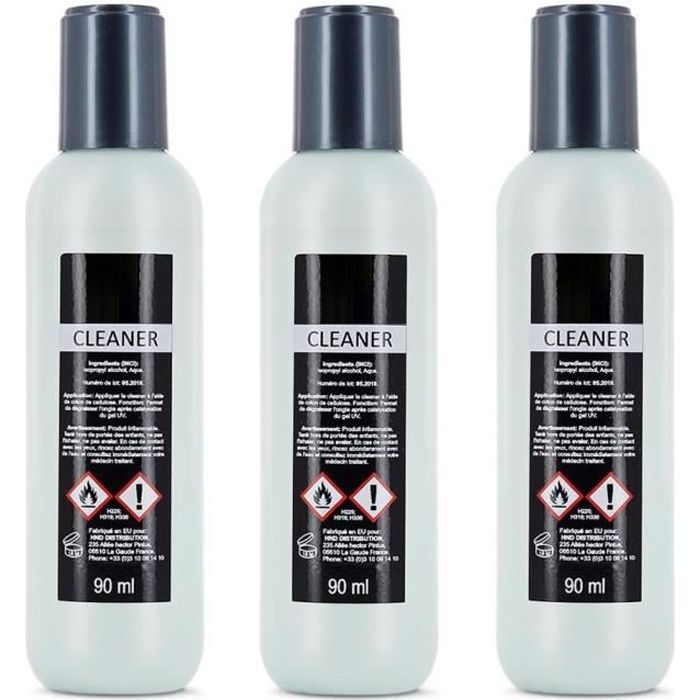 Lot de 3 cleaner Ongles Manucure dégraissants pour faux ongles en gel