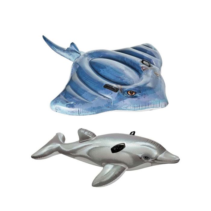 Lot De 2 Animaux Aquatiques Gonflables – Requin Et Dauphin Bleu – Pour Piscine, Plage, Enfants 3-12 Ans