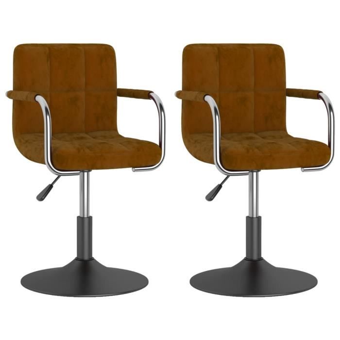 style industriel loft chaises pivotantes de salle à manger fauteuil chaise de cuisine 2 pcs marron velours®ztairw®
