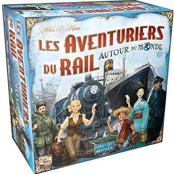 Jeu de société - ASMODEE - Les aventuriers du rail Monde - Plateau double-face - Trains et bateaux