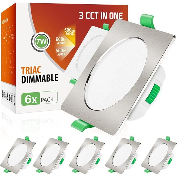 Spot LED Encastrable Plat Flat-26 - Blanc/Inox Brossé - Blanc Chaud Ou Froid - 230V - Classe F