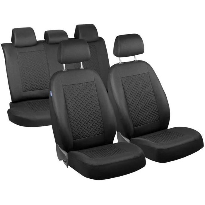 HOUSSES DE SIEGE POUR SEAT IBIZA - Ensemble De Housses - Premium Noir Carrés Noir