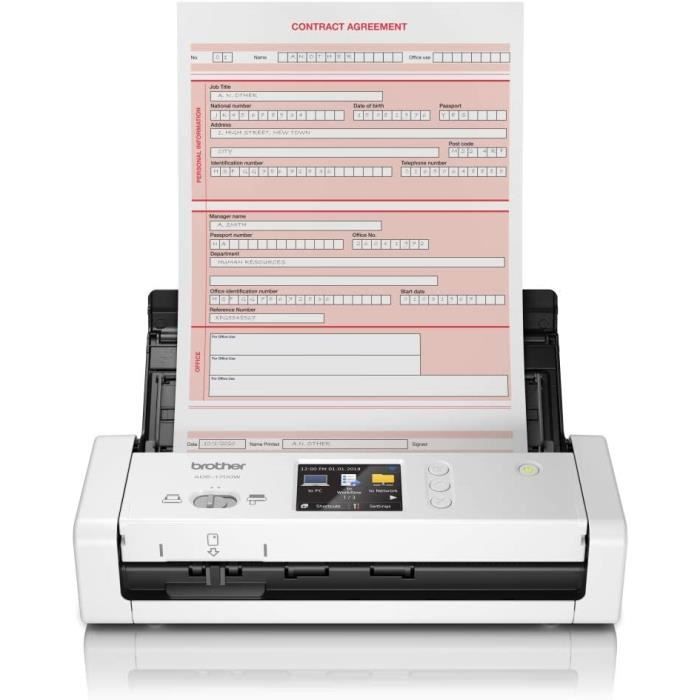 Brother ADS-1700W Scanner de Documents Compact et Intelligent | Chargeur de Documents | Numérisation Automatique | Wi-Fi/Wi-Fi Direc