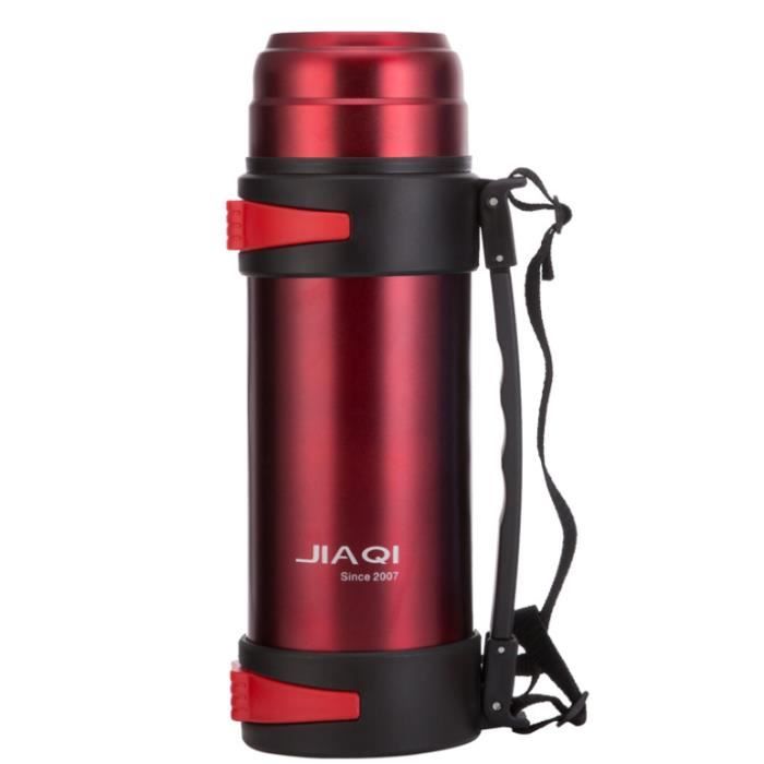2.0L Grande Capacité Voyage Pot Tasse Mug Sports De Plein Air Thermos Bouteille  en Acier Inoxydable 34*14CM (ROUGE)