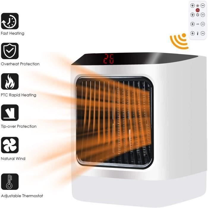 Radiateur Soufflant Électrique Puissant 2000W - Chauffage Rapide Télécommande Avec Protection