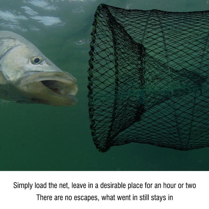 Lot De 3 Nasses à Poisson Pliantes HJYDGJ - 50 Cm - Avec Sac Appât - Filet Pêche Crabe