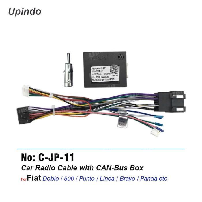 Can Bus Adapter Fiat Grande Punto Pioneer Câble de démarrage,Connecteur d'autoradio 2 Din, câble d'alimentation