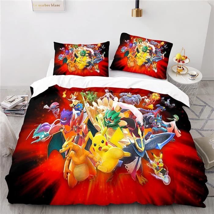 Parure de couette Pokémon - 3D - Housse de couette et taies doreiller - Polyester - Coloré - Fantaisie