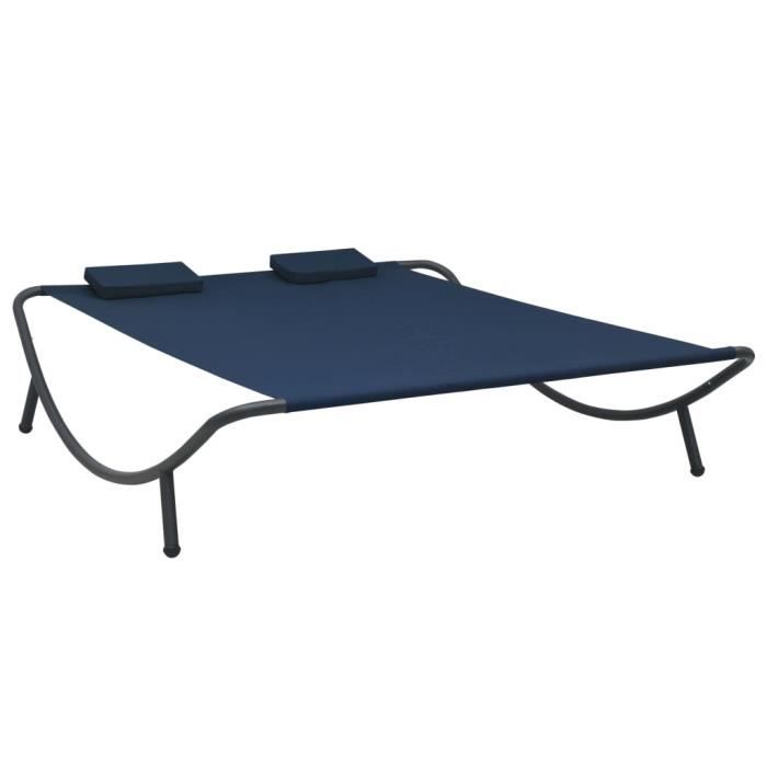 CHEZ♕4154Contemporain Lit de repos dextérieur Chaise longue de jardin - Lit de jardin moderne - Transat Bains de soleilTissu Bleu