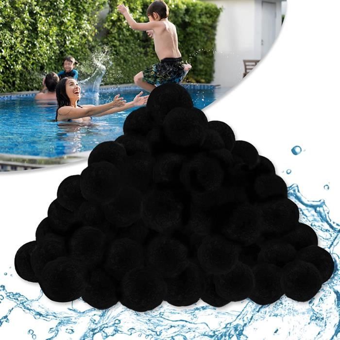 Aufun Balles filtrantes 1400 g remplacent 25 kg de sable filtrant, pour piscine, piscine, filtre à sable d'aquarium (noir)