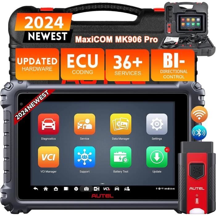 Autel MaxiCOM MK906 Pro Valise de Diagnostic Codage ECU, Bi-directionnel 36 Services Identique à MS906 Pro/Maxisys Elite