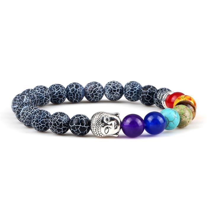 Bracelet Perles Hématite Tête De Bouddha - Fait Main, Taille Sur Mesure, Pour Homme Ou Femme