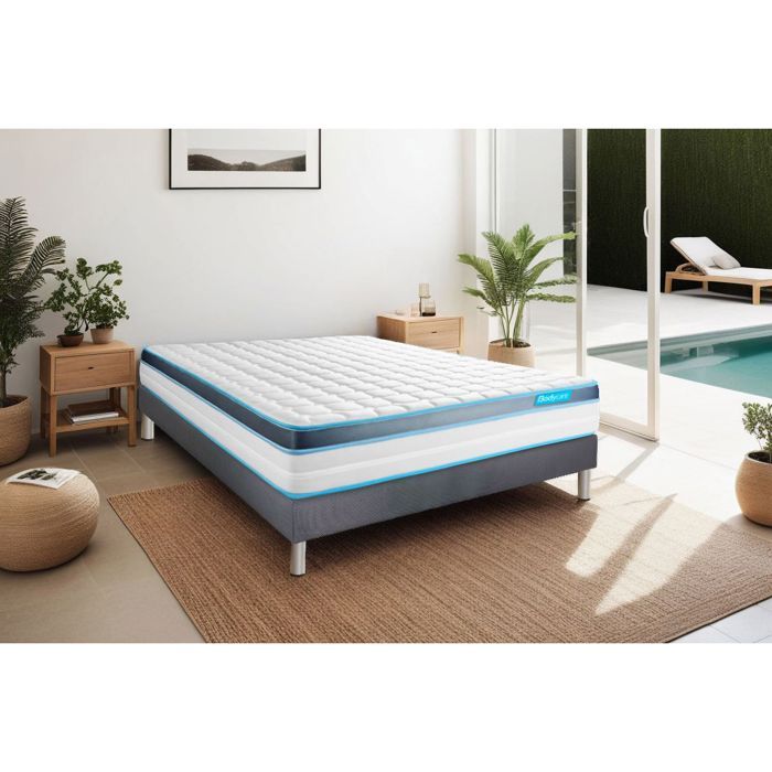 Ensemble sommier matelas 160x200 Perform Mémoire de forme - 23 cm - Ferme - sommier gris Ensemble sommier matelas 160x200 Perform Mémoire de forme - 23 cm - Ferme - sommier gris