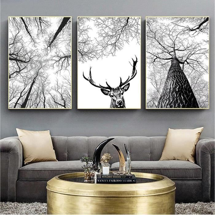 TANYANG Affiche Toile Chien Doberman Noir Blanc - Décoration Murale Moderne Nordique 30x40cm