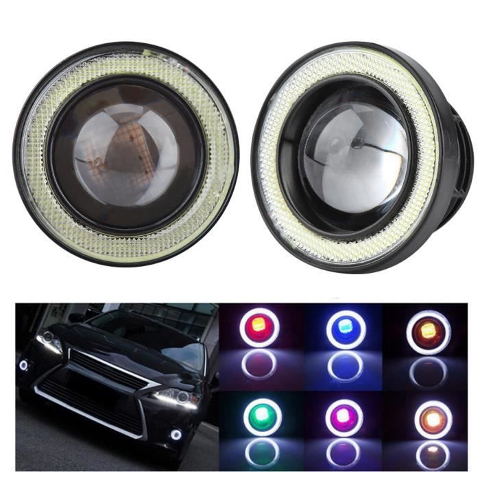 Cikonielf feu antibrouillard Angel Eye Voiture 30W RGB LED antibrouillard COB Angel Eye Halo Anneau Lampe Super Lumineuse avec