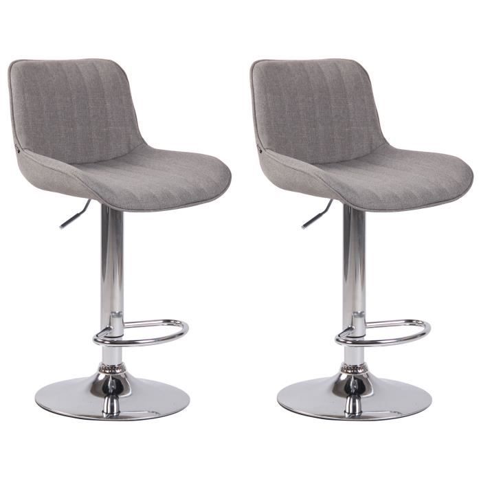 CLP Tabouret De Bar Lincoln en Tissu I Chaise Haute De Bistrot avec Piétement en Bois De Chęne I Repose-Pieds en Métal, Couleur:Gris foncé
