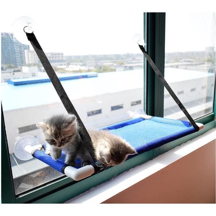 Comparer les prix de 60x31cm Hamac pour chat, Hamac suspendu pour chat, Hamac de fenetre pour chat, Panier, Lit, Coussin, Canapé Lavable pour chat Bleu