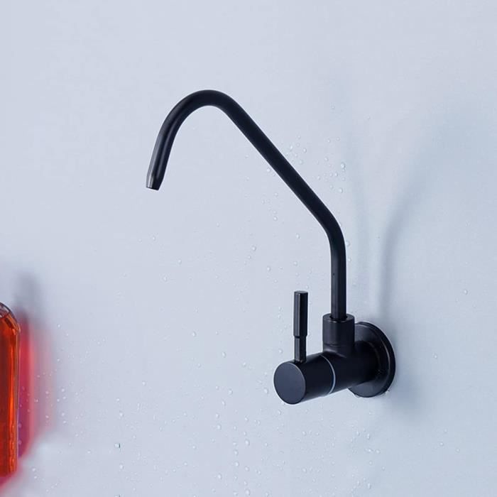 Robinet De Cuisine Pour Osmoseur G1/4 Acier Inoxydable 304 Noir - Bec Rotatif 360°, Montage Épaisseur 12-30 Mm - 3