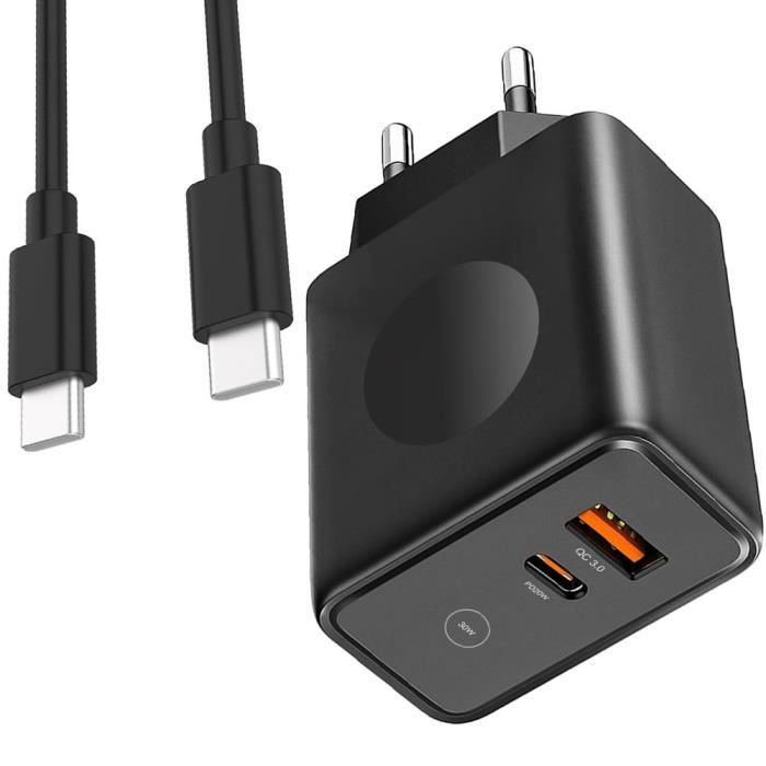 Chargeur Rapide 30W 2Port PD 20W+QC 3.0 avec Câble USBC 1M pour