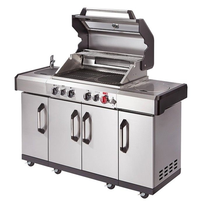 ENDERS - Barbecue Kansas II Pro 4 SIK Profi Turbo - 4 brûleurs dont 1 Turbo Zone - 1 brûleur arrière infrarouge