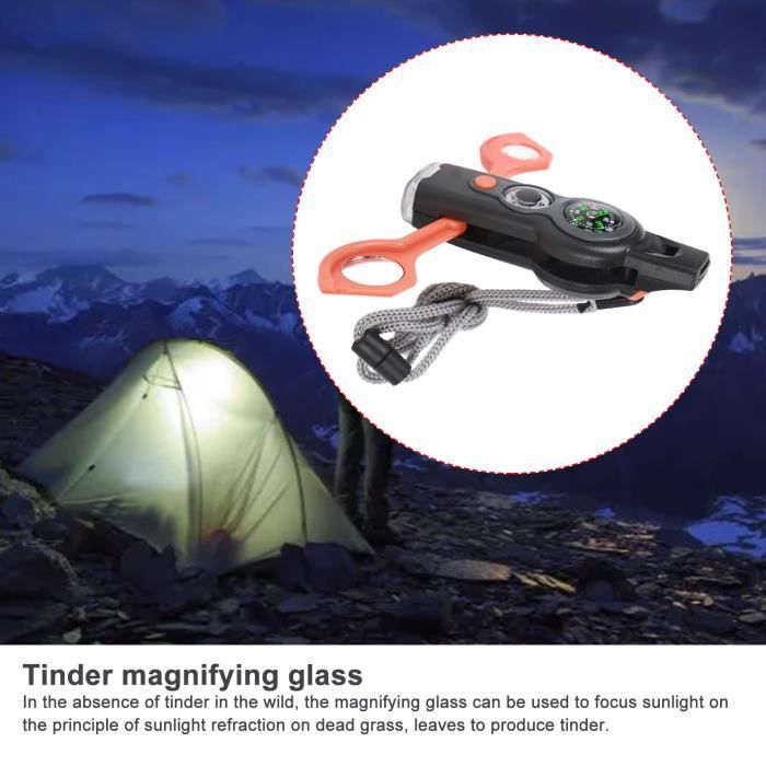 Sifflet Urgence Sifflet Survie 7 En 1 KENANLAN - LED, Boussole, Thermomètre - Lot De 3 - Pour Outdoor Et Urgences Sifflet LED Survival