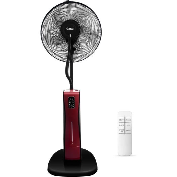 Ventilateur Brumisateur - Gotoll - avec Télécommande 2 en 1 Ventilateur sur Pied Humidificateur (Rouge) - Goto