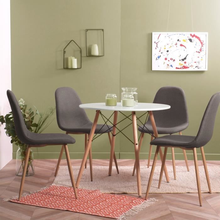 Lot de 4 Chaises de Salle à Manger - siège rembouré en en tissu - Pieds