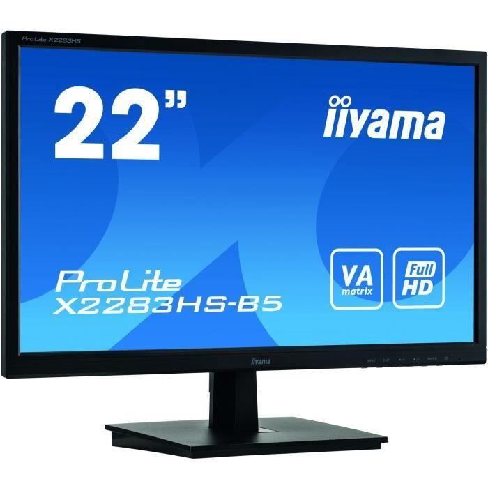 Moniteur IIYAMA 21.5 LED 16:9 4ms Dalle VA 1920x1080 VGA Display Port HDMI Haut-parleurs Noir X2283HS-B5