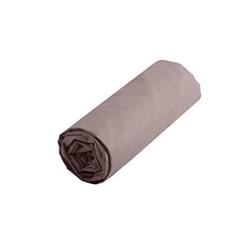 Lovely Casa DH34820003 Alicia Drap Housse Coton 57 Fils Taupe 160 x 200 cm