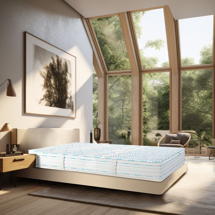 Matelas 140x190 cm Thermotec Rêve, mémoire de forme, 10 zones de confort, indépendance du couchage, réversible, orthopédique, 24 cm