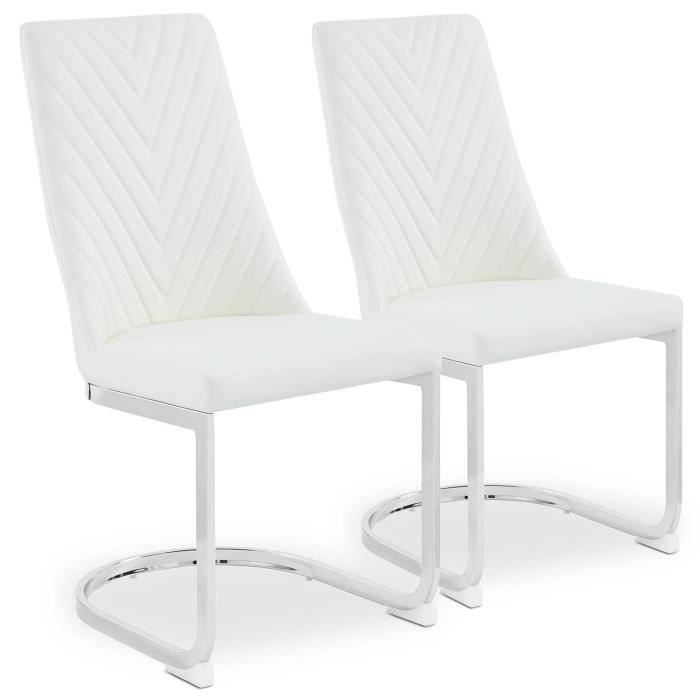 chaises design mistigri simili blanc - menzzo - lot de 2 chaises - contemporain - design - confortable