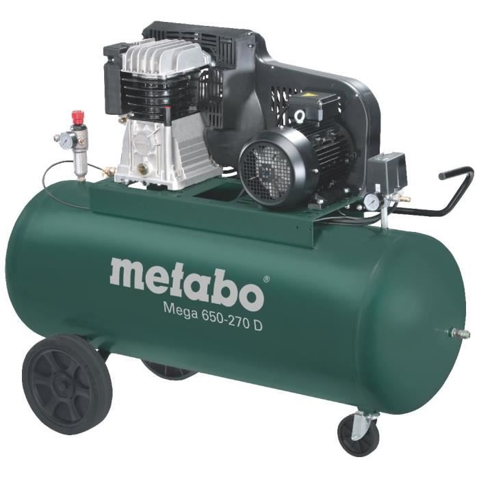 Compresseur à courroie robuste et puissant Metabo Mega 650 270 D 270 Litres 10 bar