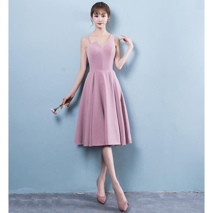 Robe Court Femmes Pour Cérémonie Mariage Cocktail Soirée Rose Wk626