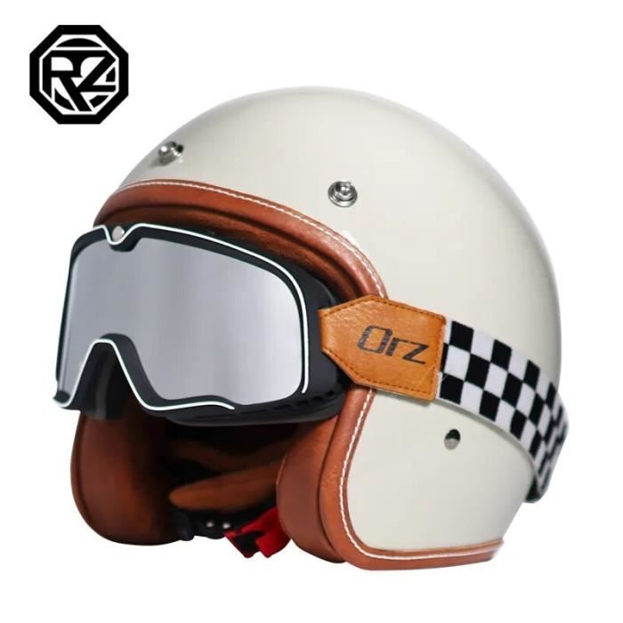 Casque Jet Moto Vintage 3/4 Ouvert – Rétro Homologué ECE 22.05 / DOT, Casque Demi-Jet Scooter Compact Homme Femme