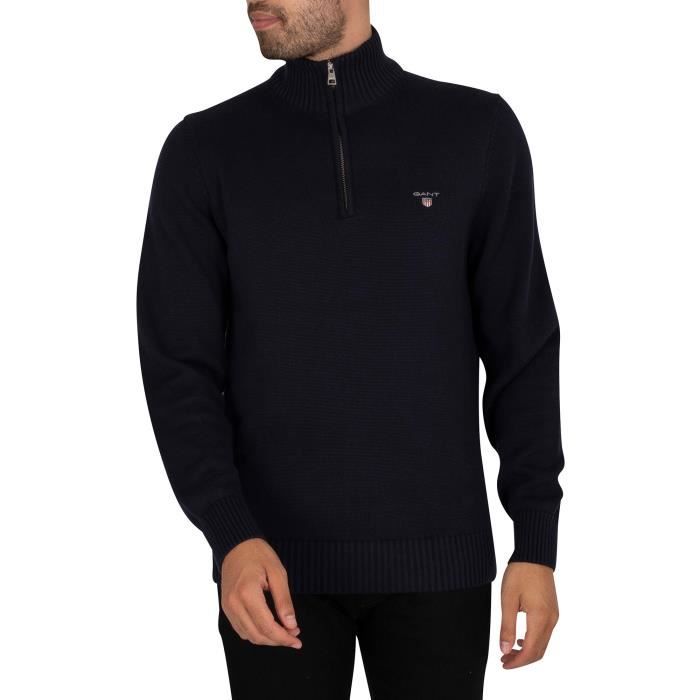 GANT Pour des hommes Sweat-shirt décontracté en coton à demi-zip, Bleu