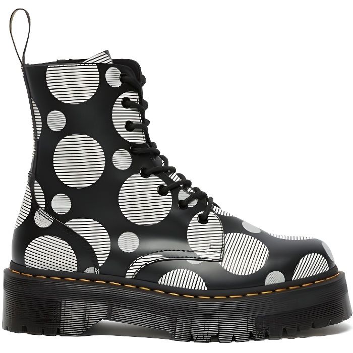 Bottines Dr Martens - JADON POLK - Cuir - Noir - Lacets - Imprimé pois et rayures