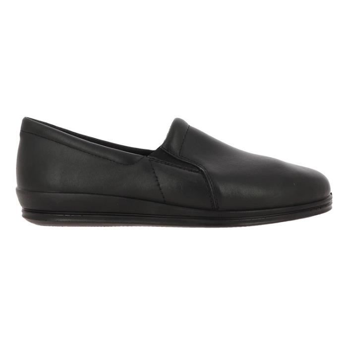 Chaussons homme en cuir Rohde 2602 Noir Confortable et leger