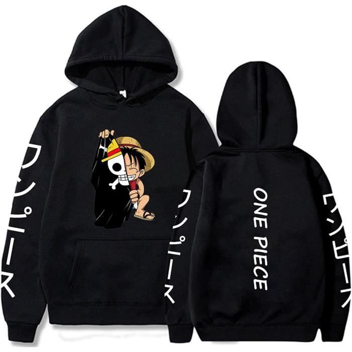 SWEATSHIRT One Piece Luffy Hoodie Unisexe Hip Hop Sweat A Capuche Hommes Femmes Manga Pull Garcon Fille Vetements Noir Cdiscount Pret a Porter