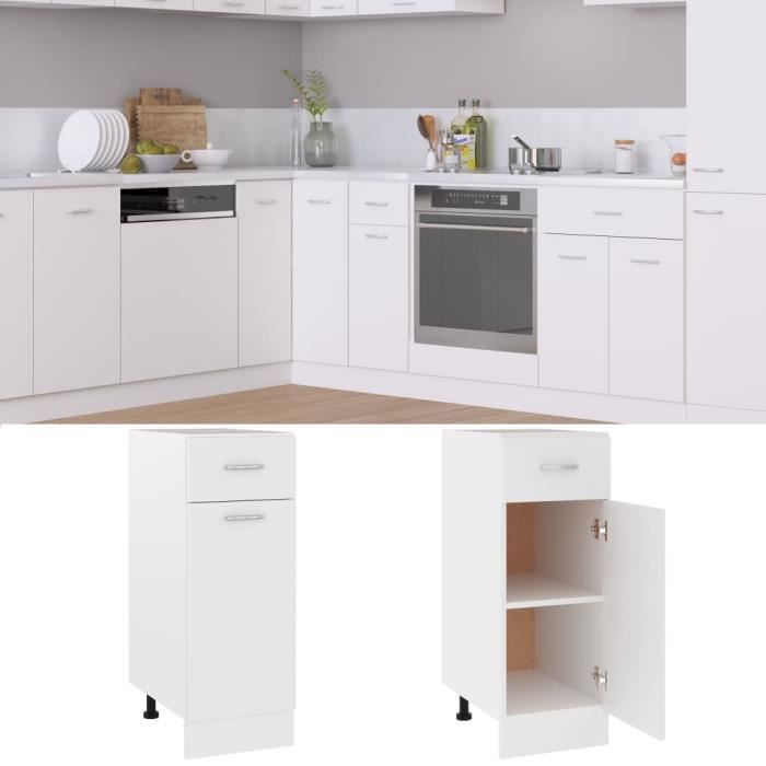 Meuble de cuisine - OMABETA - Armoire de plancher à tiroir - Blanc - 30x46x815 cm - Aggloméré