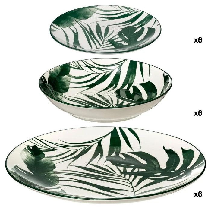 Service de Table 18 Pièces Palme 26cm Vert