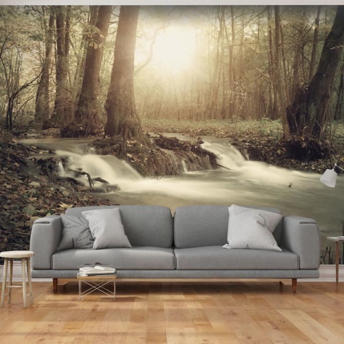 Papier peint Paysages Forest Cascade 400x280 cm - Papier peint ...