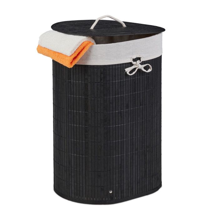 WOLTU Panier à Linge 2 Compartiments, 40L/Panier, avec Étagère, Sac à Linge en Tissu Oxford Amovible, Cadre en Métal, Blanc Chêne Clair